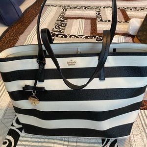 LAST CALL-Kate Spade Hawthorn Lane Black and White Stripe with Sparkle. EUC.